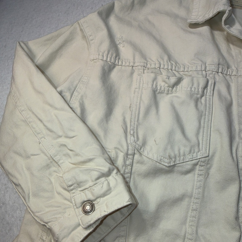 Free People-We The Free Off White Opal  Swing Denim Jacket Size Small Ecru Y2K - Picture 4 of 16